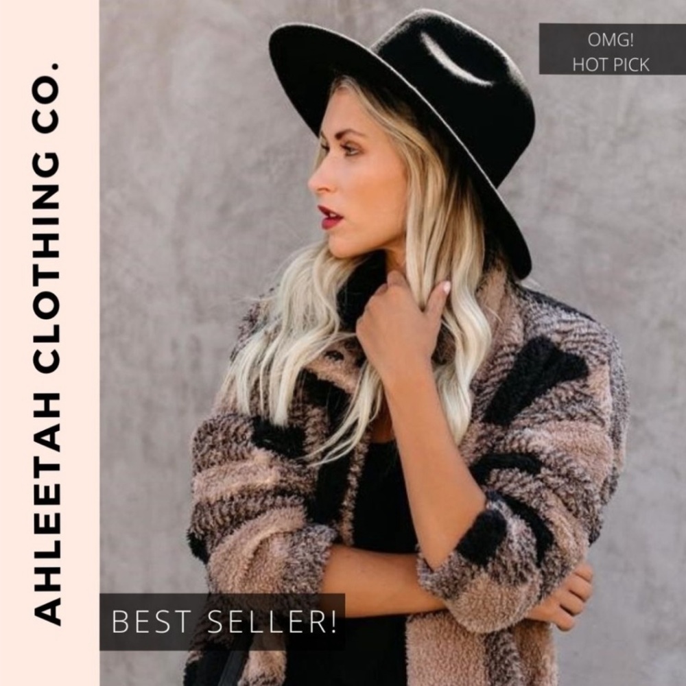 1 LEFT Felt Trilby Hat BLACK Fedora Wide Brim Hat - Picture 2 of 7